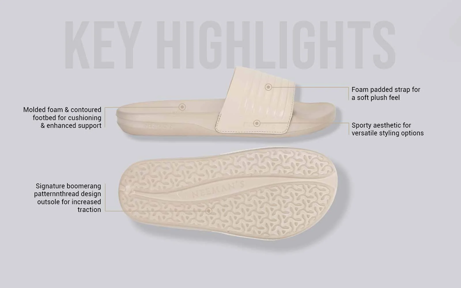 FootBed Slides for Women : Beige - Image 4