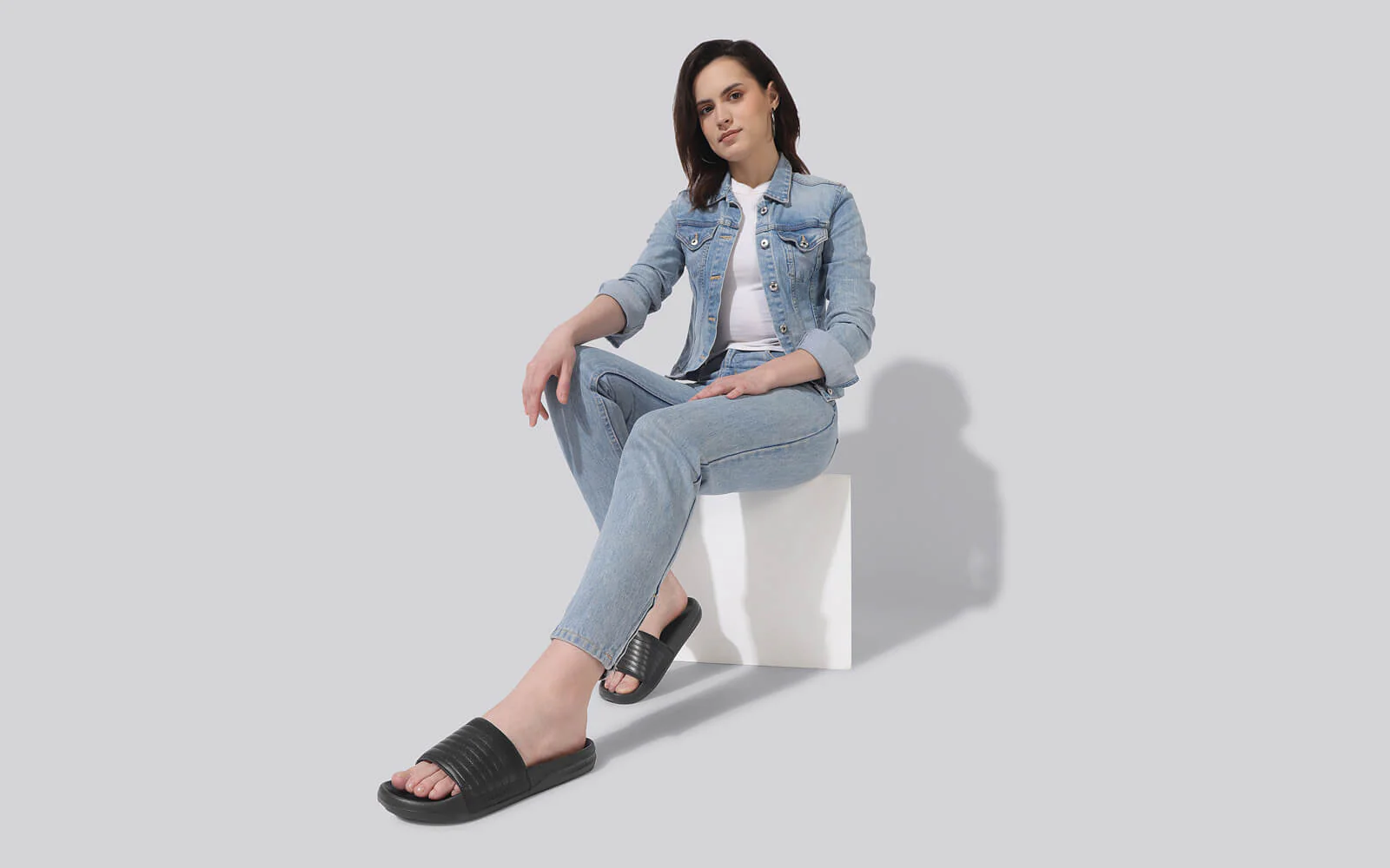 FootBed Slides for Women : Black - Image 10