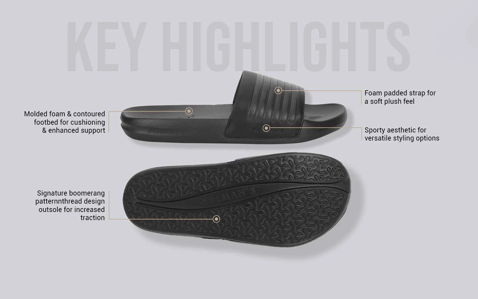 FootBed Slides for Women : Black - Image 4