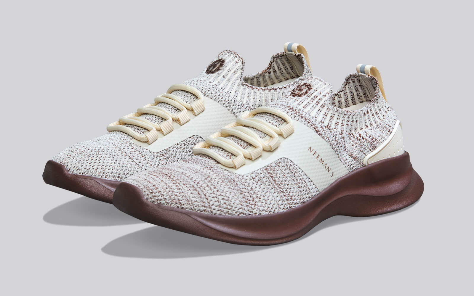 Fuse Knit Sneakers : Ivory Brown - Image 6