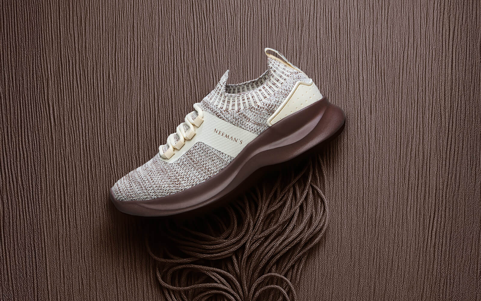 Fuse Knit Sneakers : Ivory Brown - Image 7