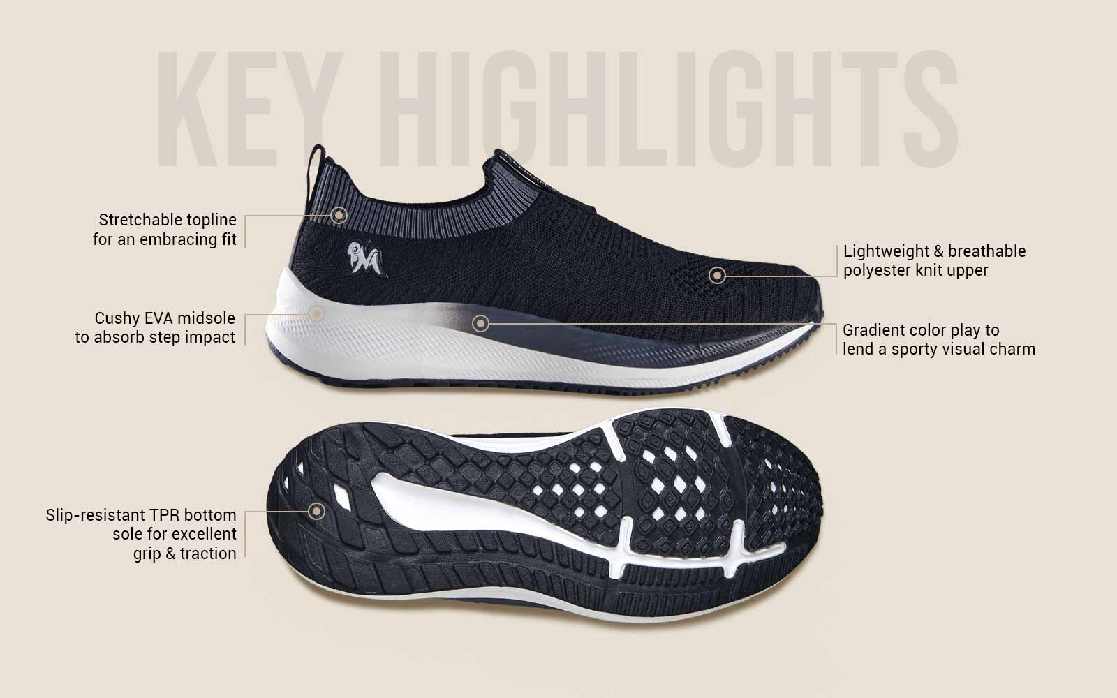 Grip Fit Slip Ons : Black - Image 4