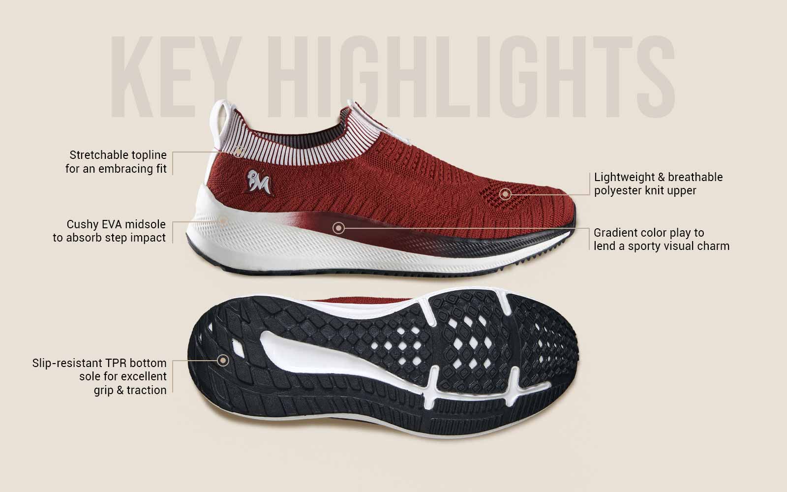 Grip Fit Slip Ons : Maroon - Image 4