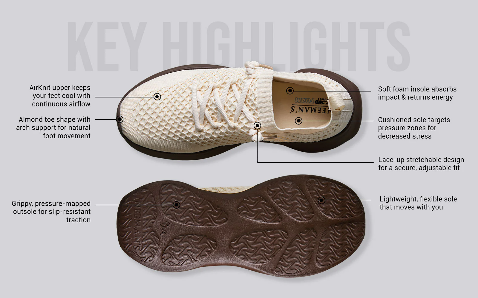 Knit Gliders For Women : Ivory Brown - Image 4