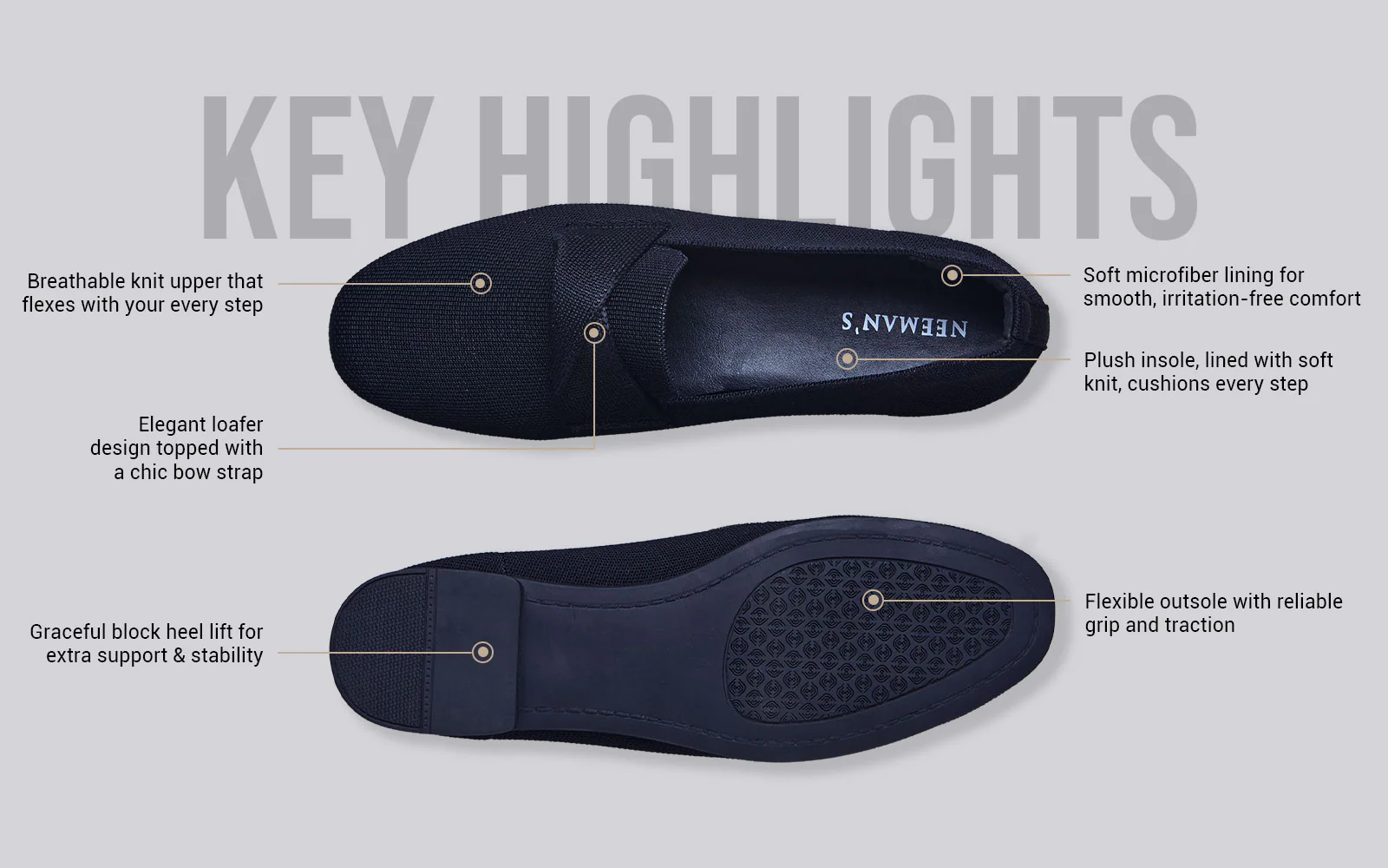 Knit Grace Loafers For Women : Black - Image 4