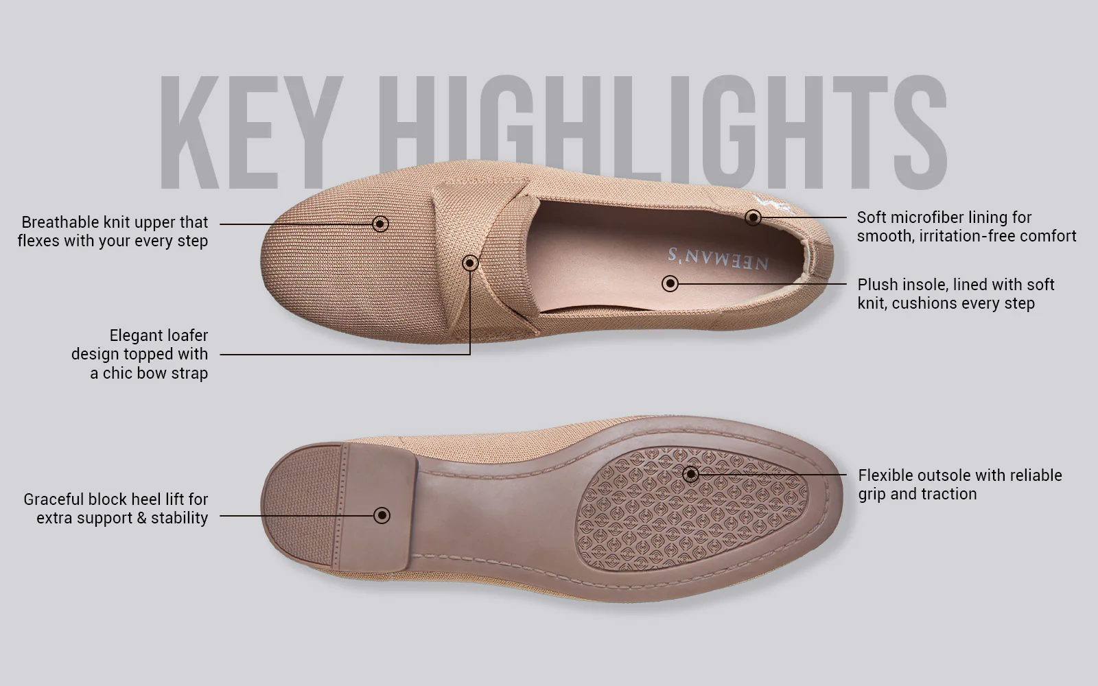 Knit Grace Loafers For Women : Beige - Image 4