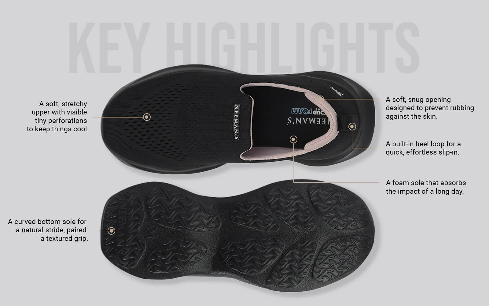 Knit Lite Slip Ons For Women : Black - Image 3
