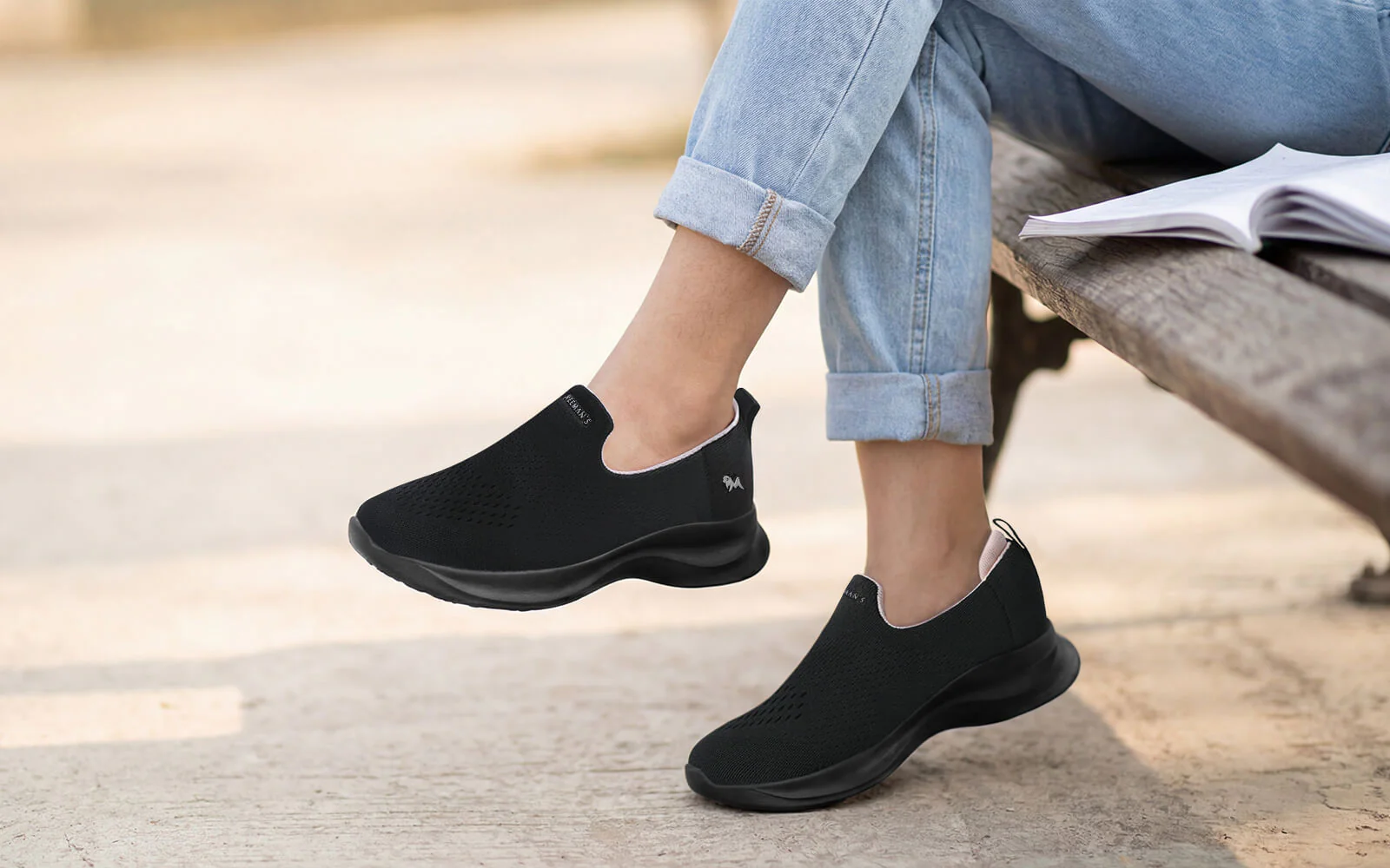 Knit Lite Slip Ons For Women : Black - Image 7