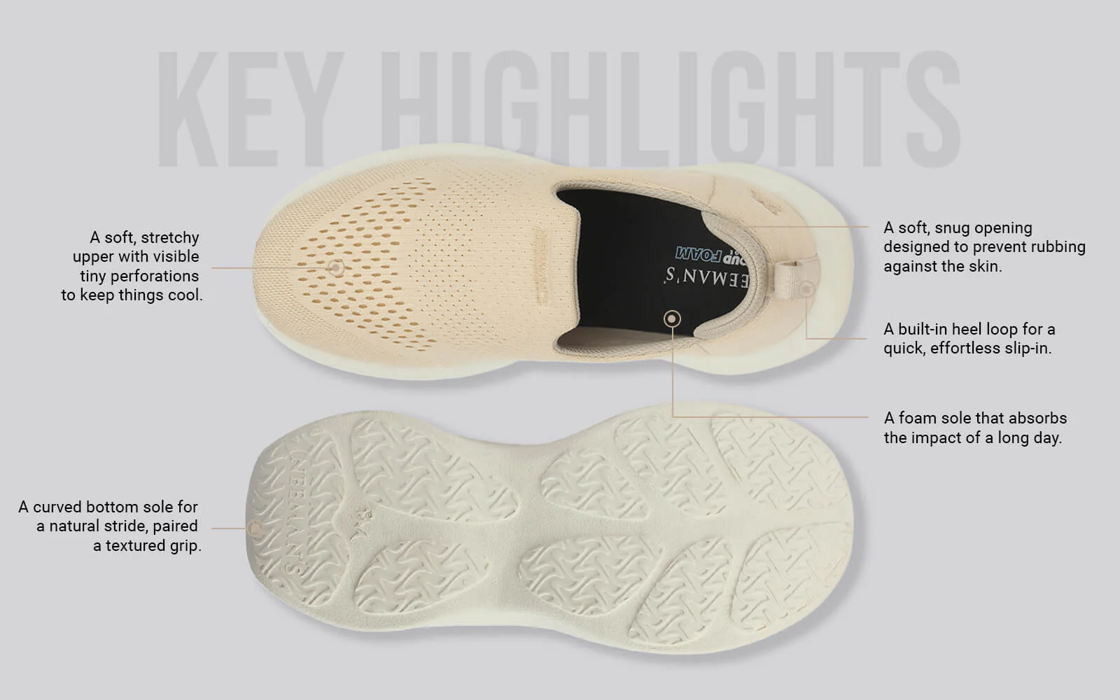 Knit Lite Slip Ons For Women : Ivory - Image 3