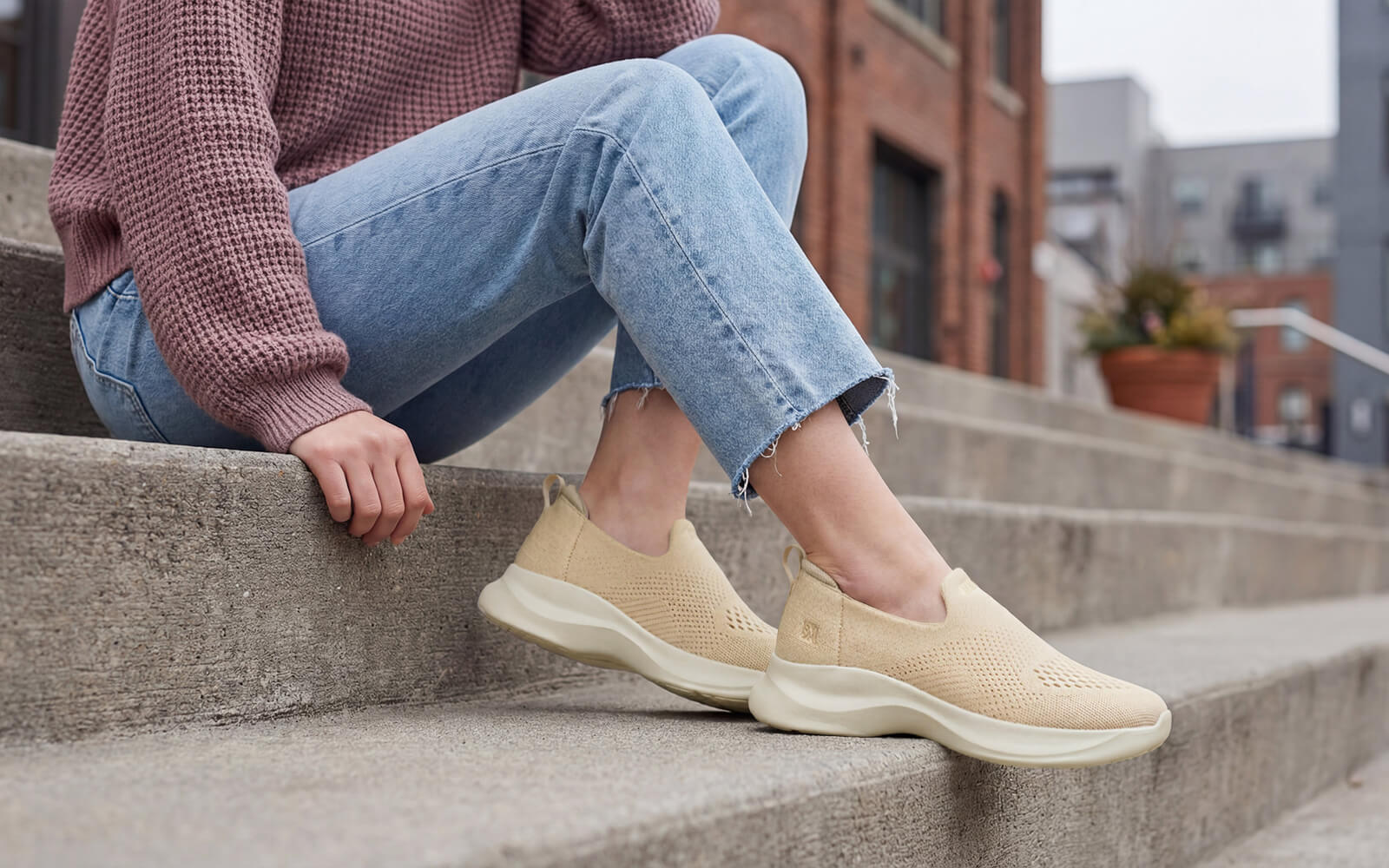 Knit Lite Slip Ons For Women : Ivory - Image 7