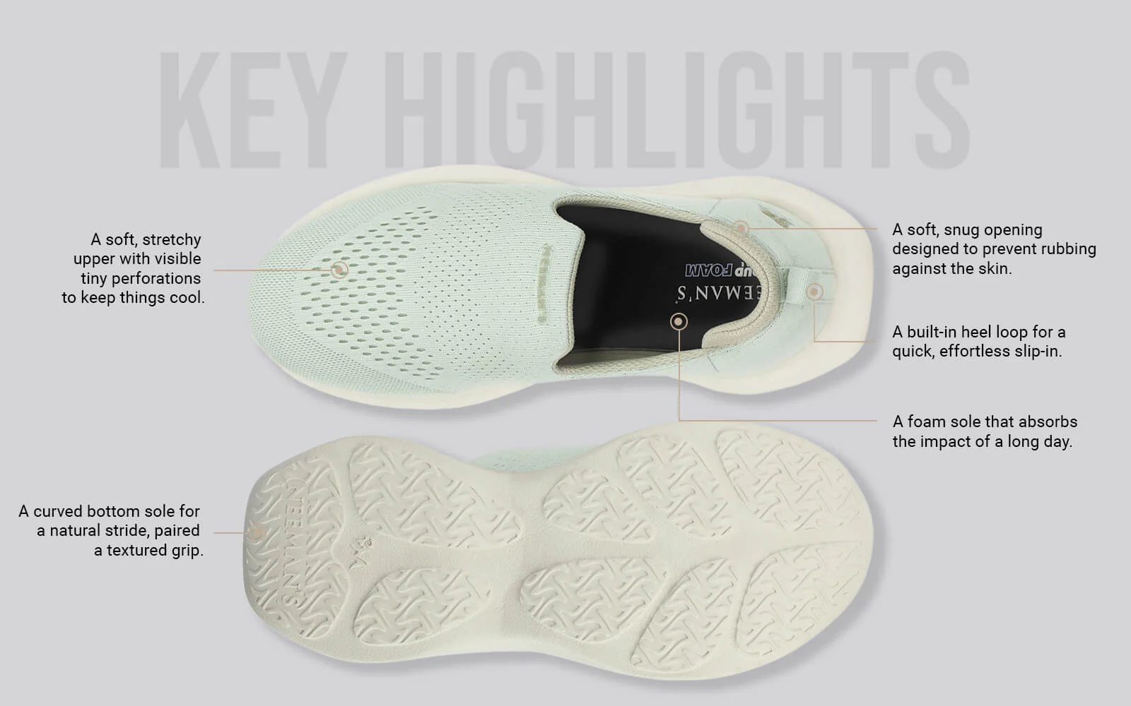 Knit Lite Slip Ons For Women : Light Green - Image 3