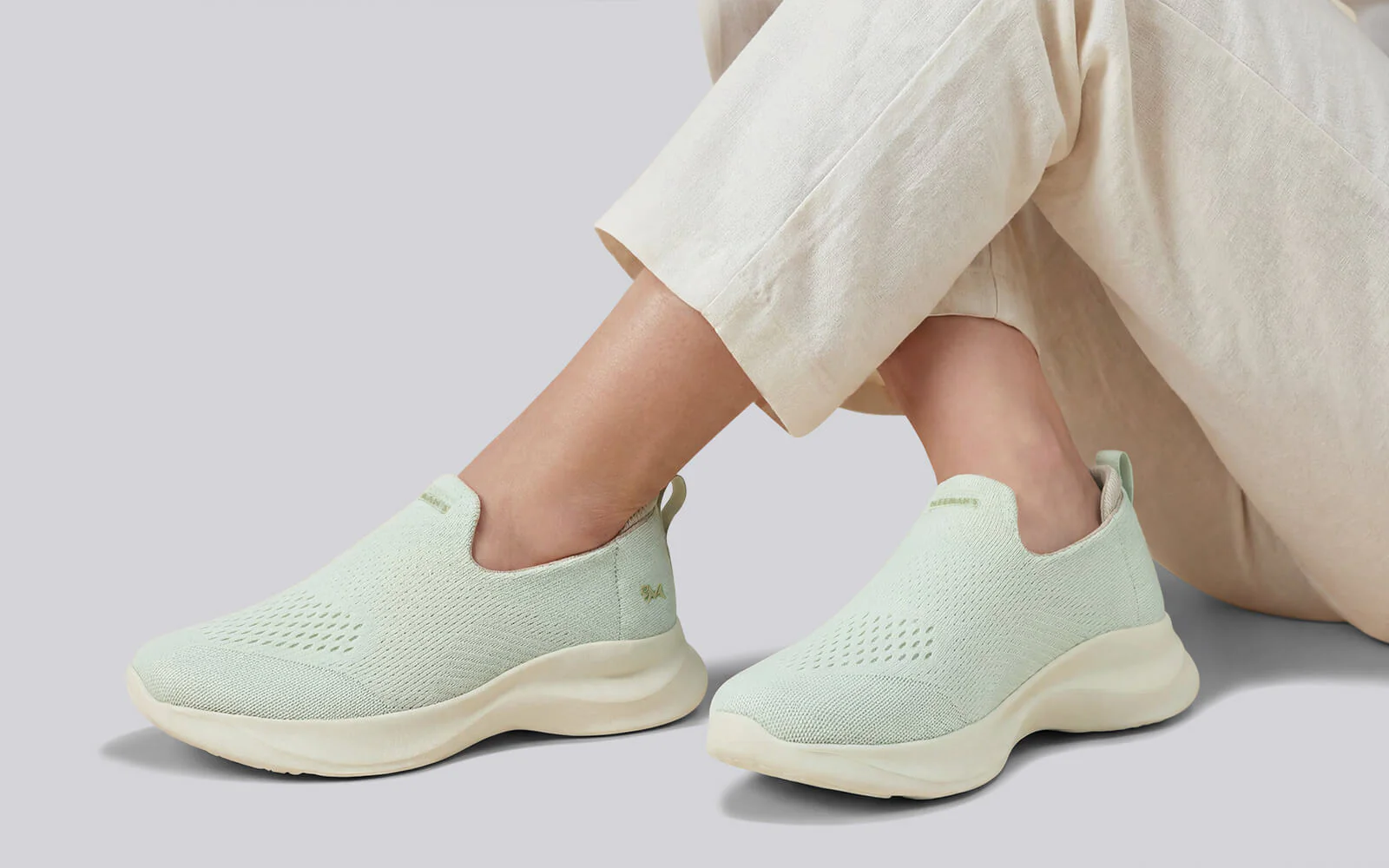Knit Lite Slip Ons For Women : Light Green - Image 9