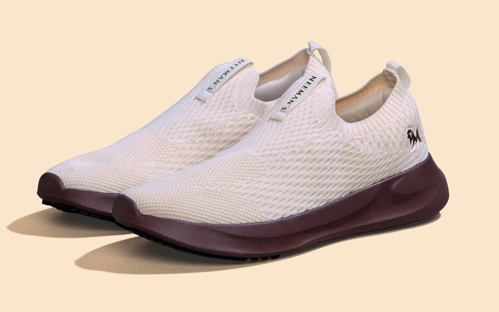 Knit Trainers For Men : Ivory Brown - Image 7