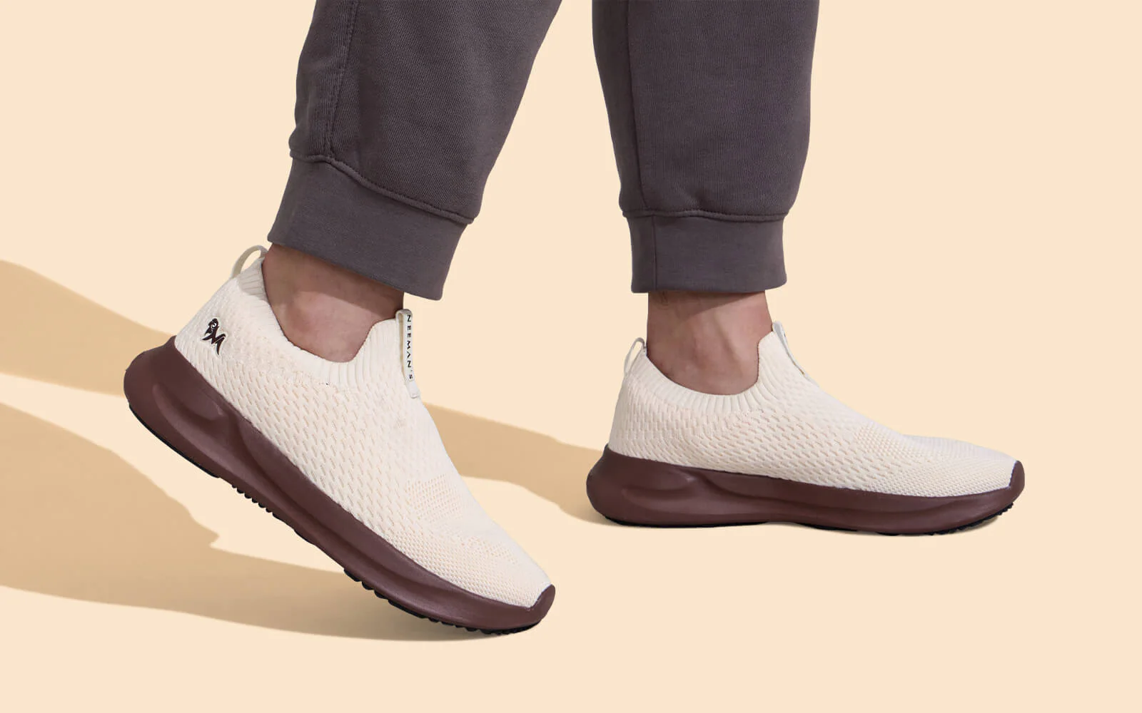 Knit Trainers For Men : Ivory Brown - Image 8