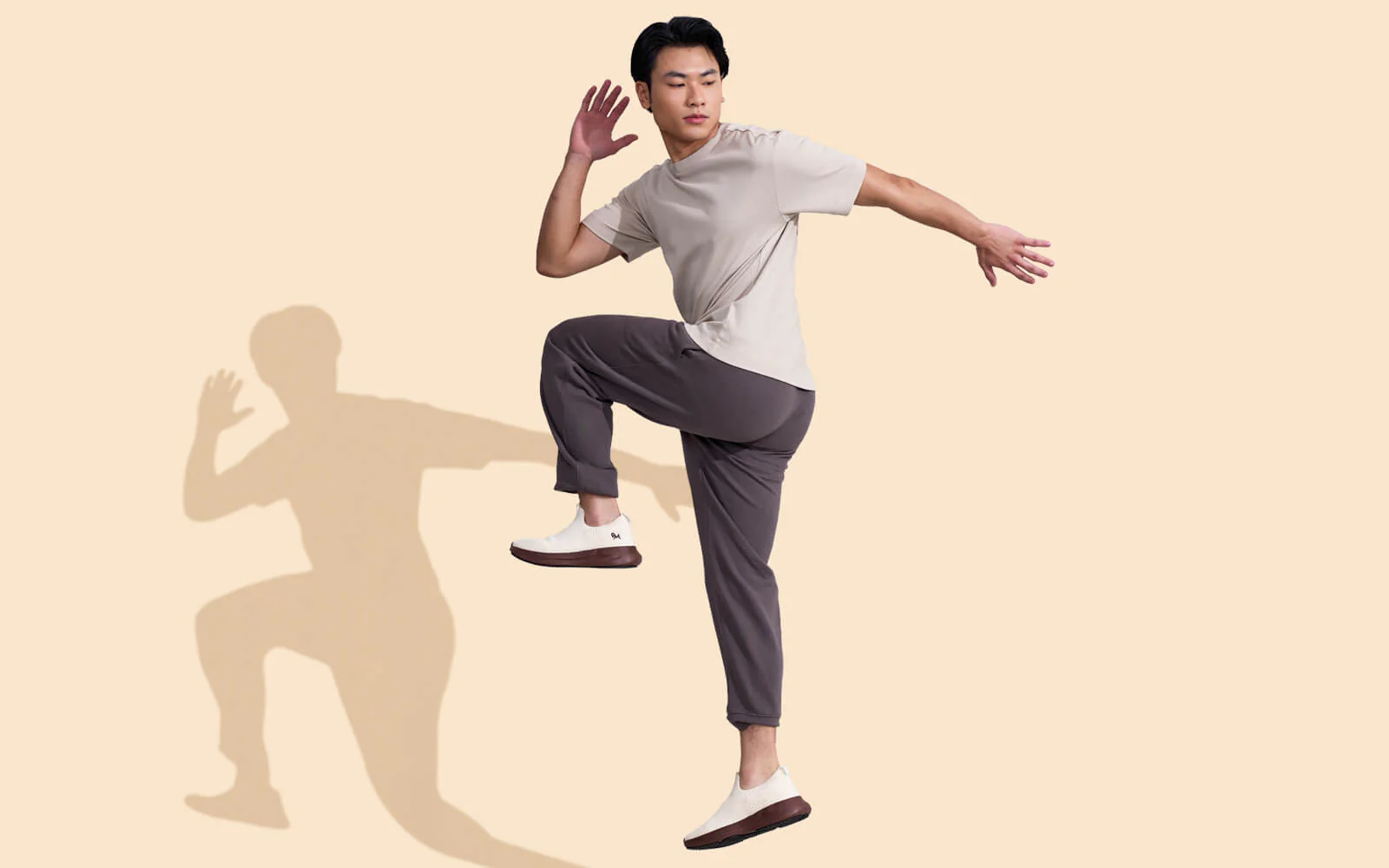 Knit Trainers For Men : Ivory Brown - Image 9
