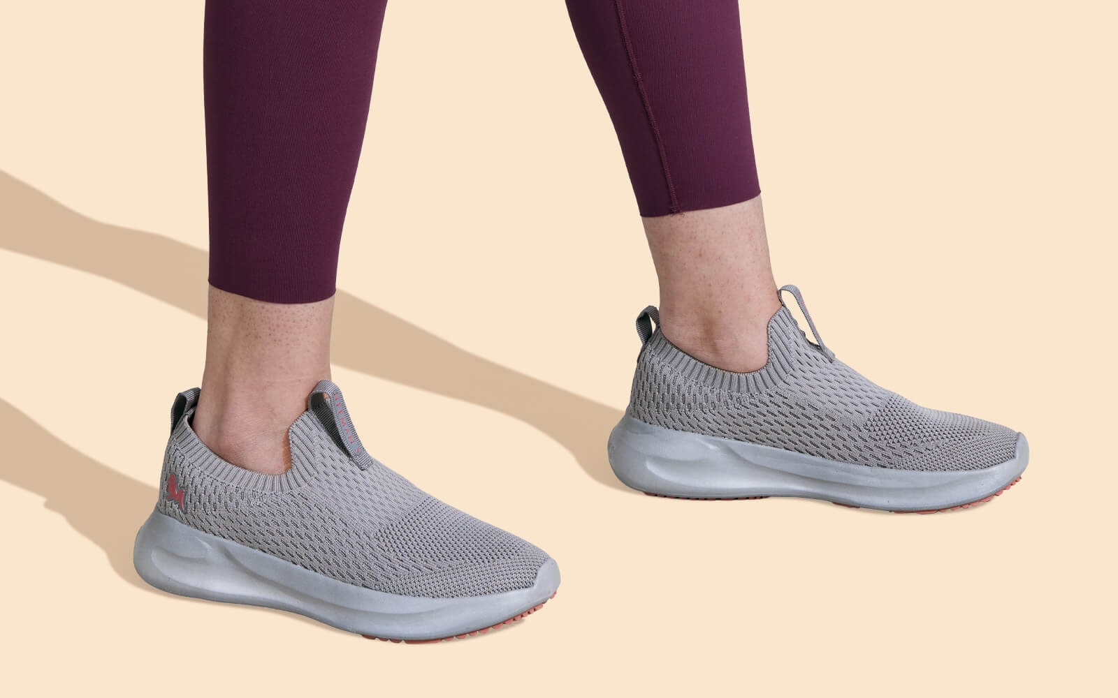 Knit Trainers For Women : Grey-Pink - Image 8