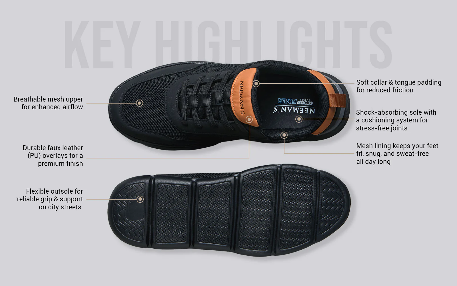 Melange Dress Sneakers : Black - Image 4