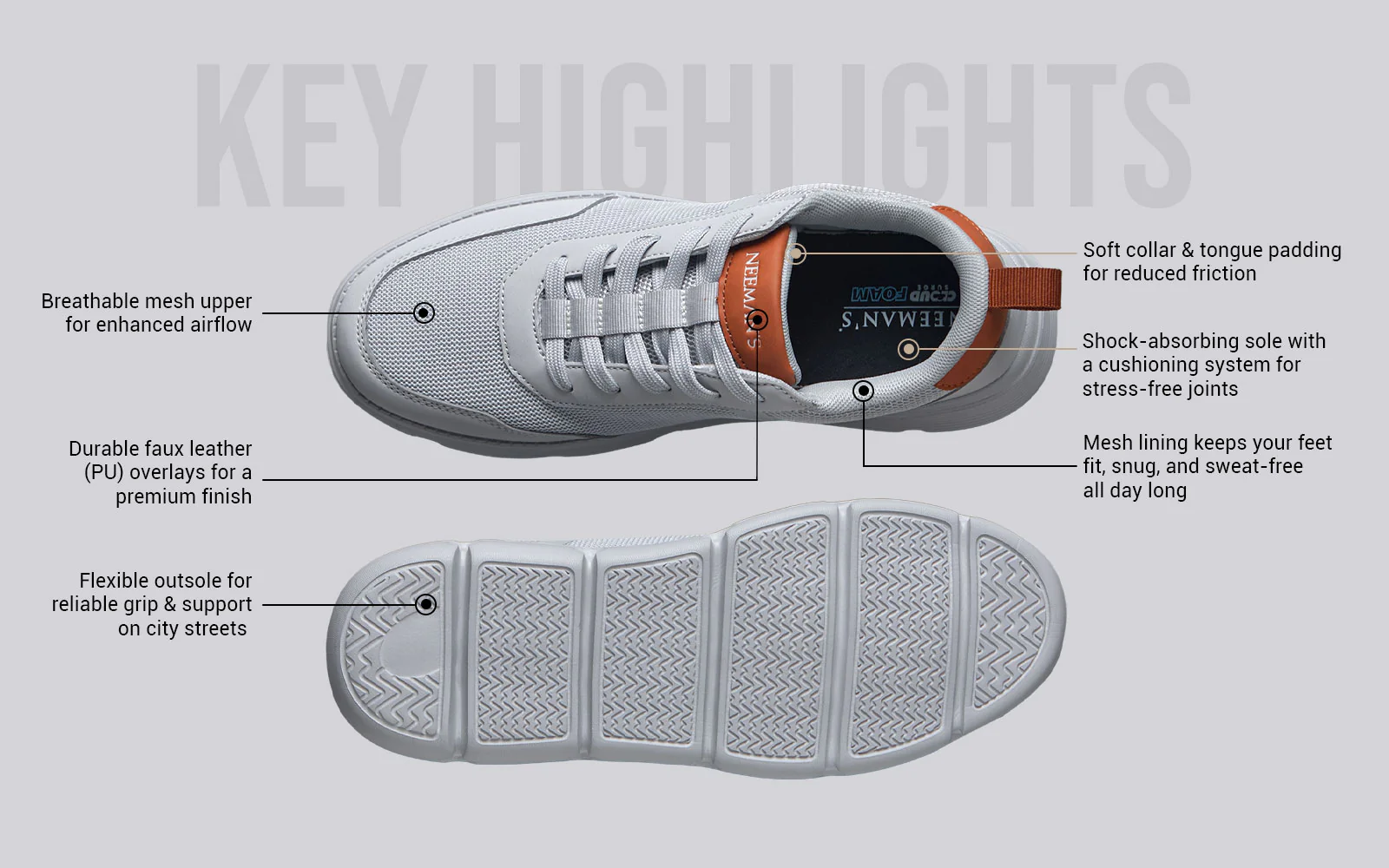 Melange Dress Sneakers : Grey - Image 4