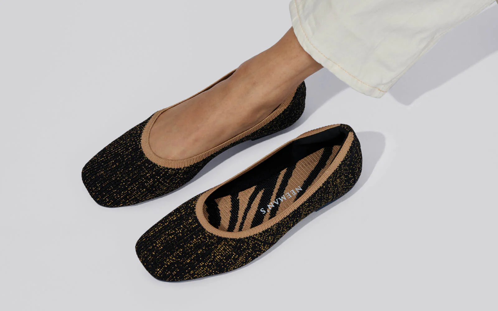 Metallic Square Flats : Black-Gold - Image 10