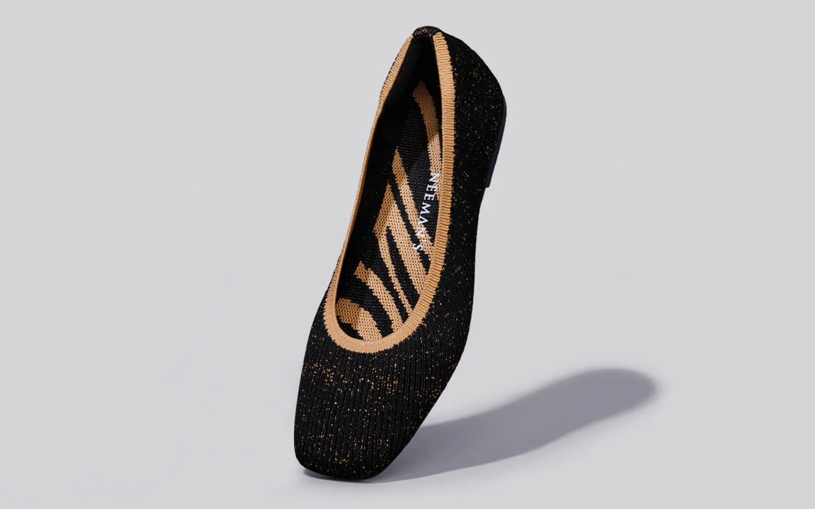 Metallic Square Flats : Black-Gold - Image 5