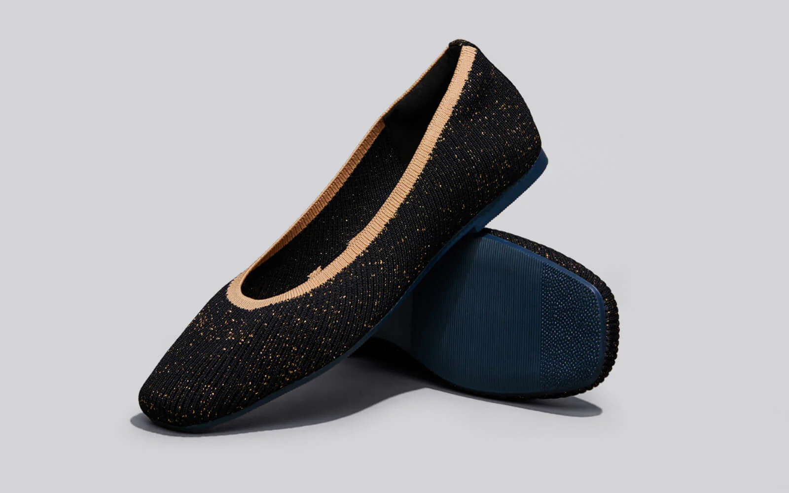 Metallic Square Flats : Black-Gold - Image 6