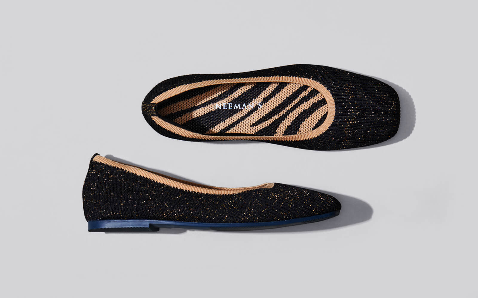 Metallic Square Flats : Black-Gold - Image 7