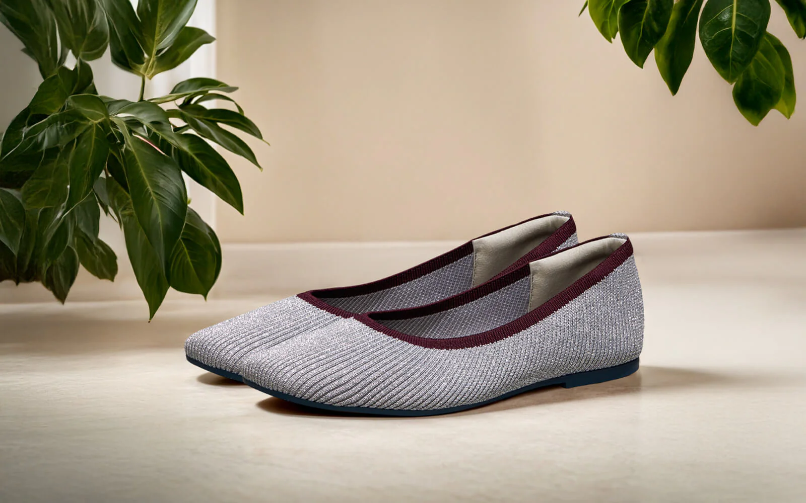 Metallic Square Flats : Grey-Silver - Image 2