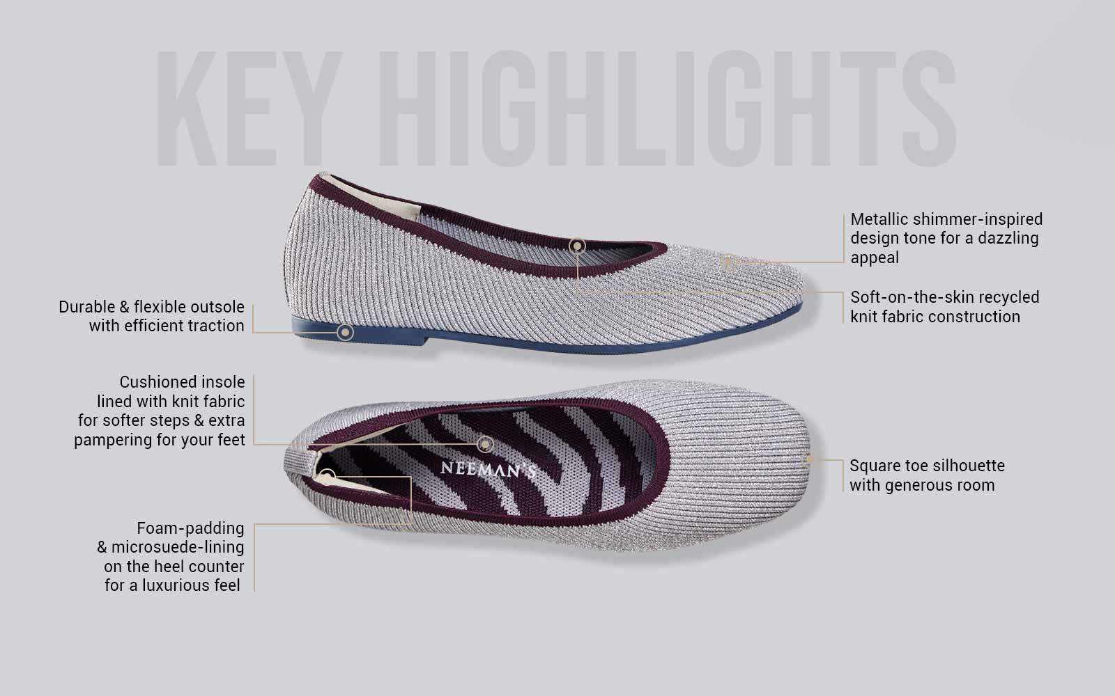 Metallic Square Flats : Grey-Silver - Image 3