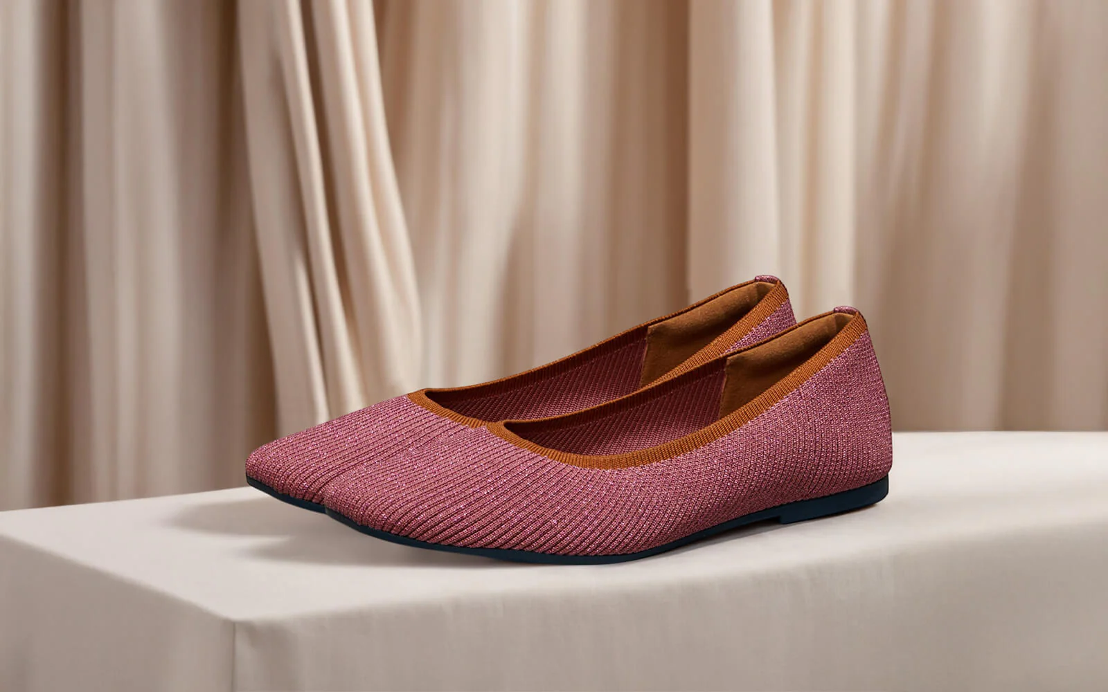 Metallic Square Flats : Pink - Image 2