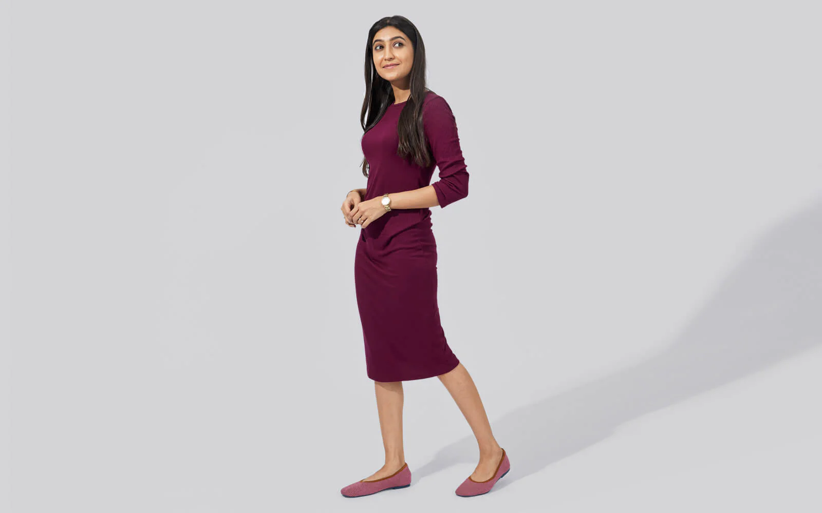 Metallic Square Flats : Pink - Image 8