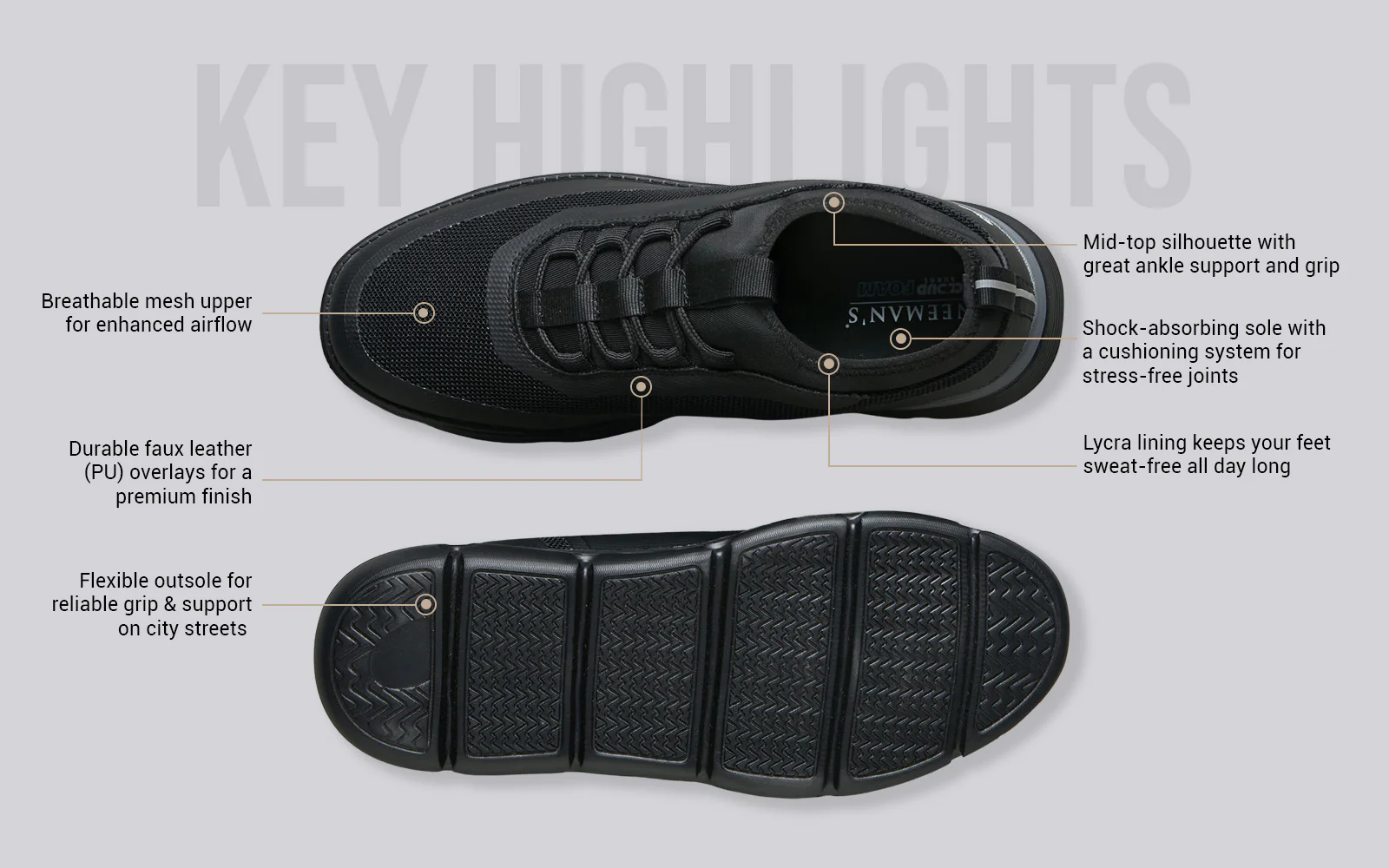 Mid-Top Sneakers : Black - Image 4