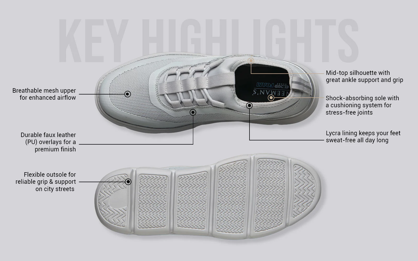 Mid-Top Sneakers : Grey - Image 4