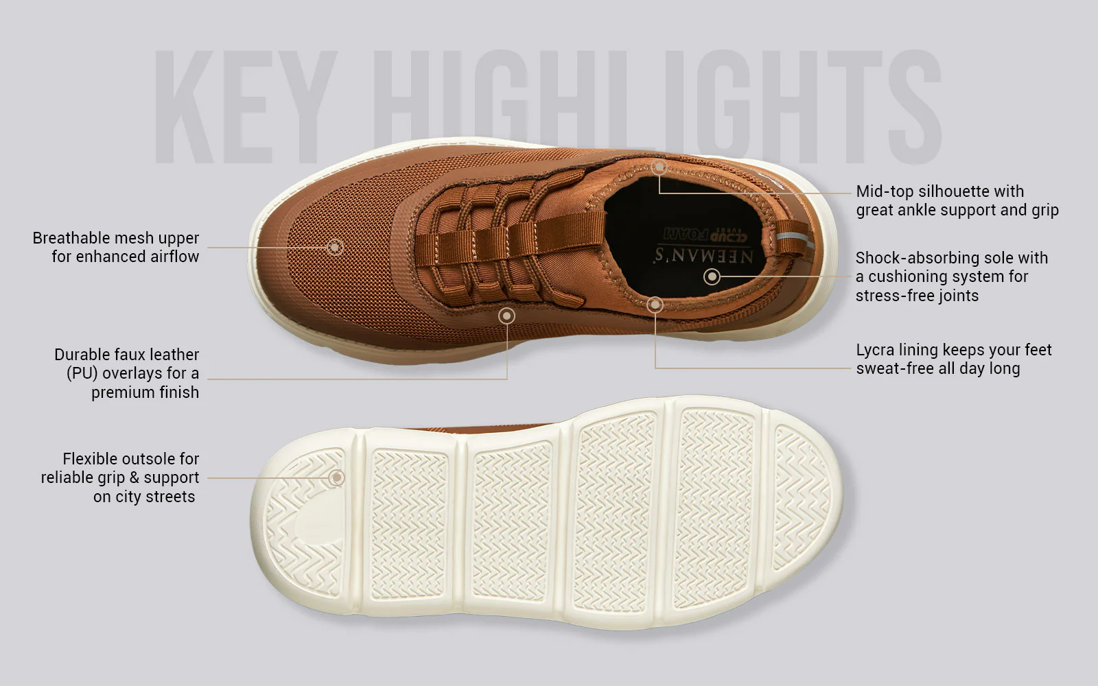Mid-Top Sneakers : Tan - Image 3