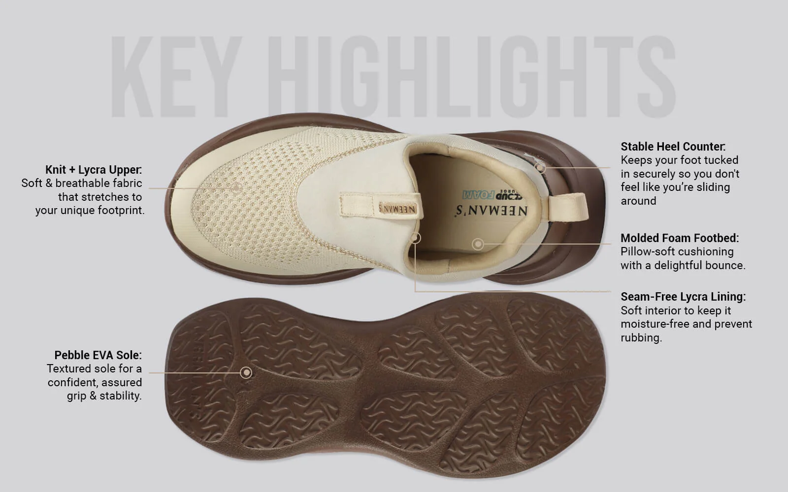 Mono Curve Slip Ons for Men : Ivory Brown - Image 3