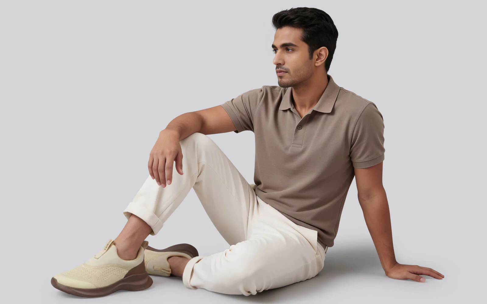 Mono Curve Slip Ons for Men : Ivory Brown - Image 8