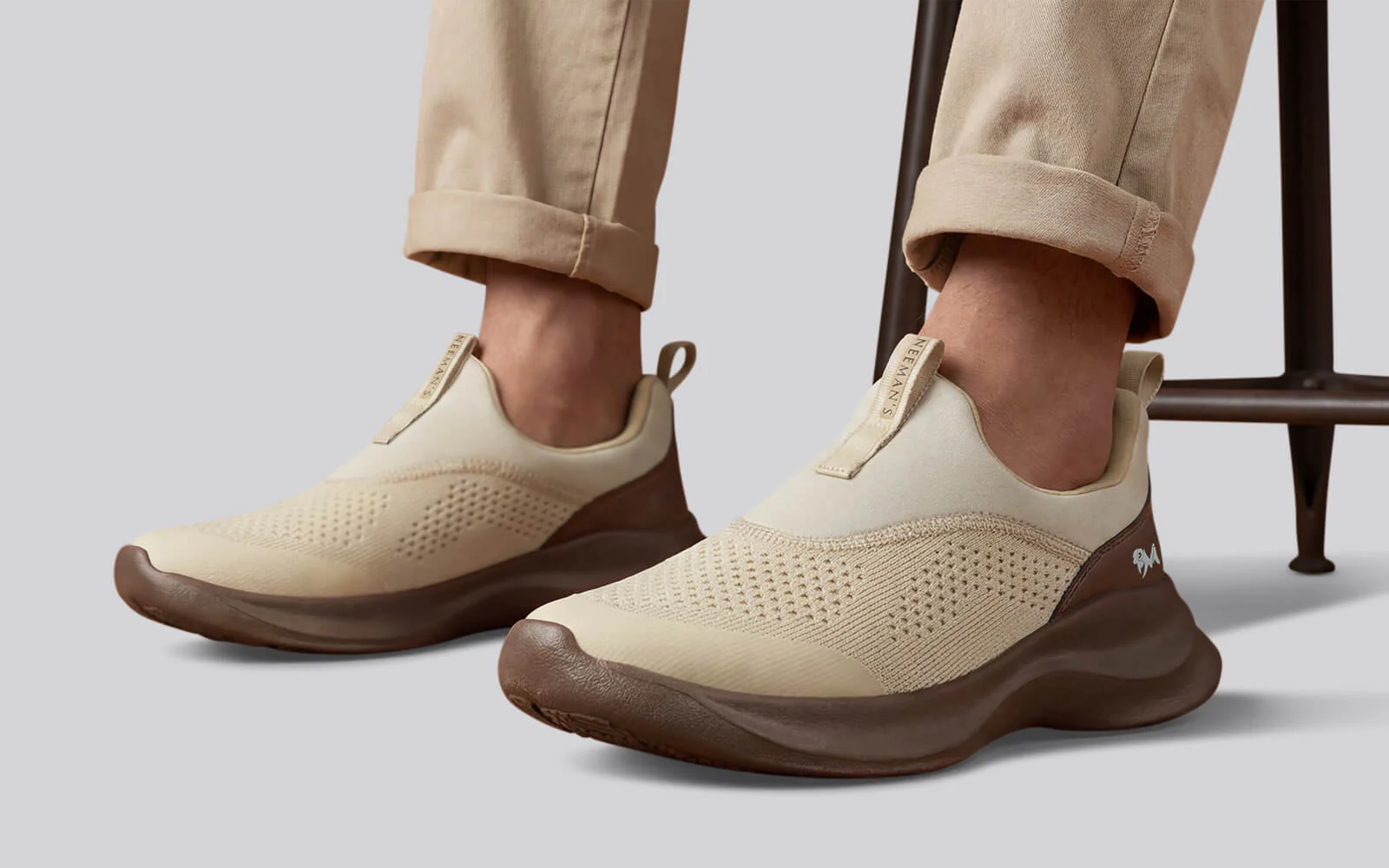 Mono Curve Slip Ons for Men : Ivory Brown - Image 9
