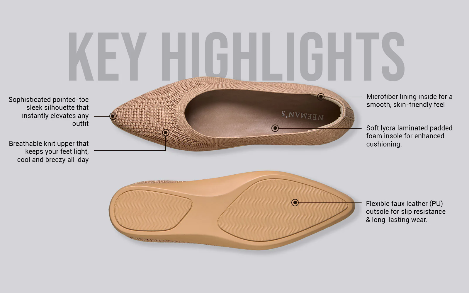 Pointed Ease For Women : Beige - Image 3