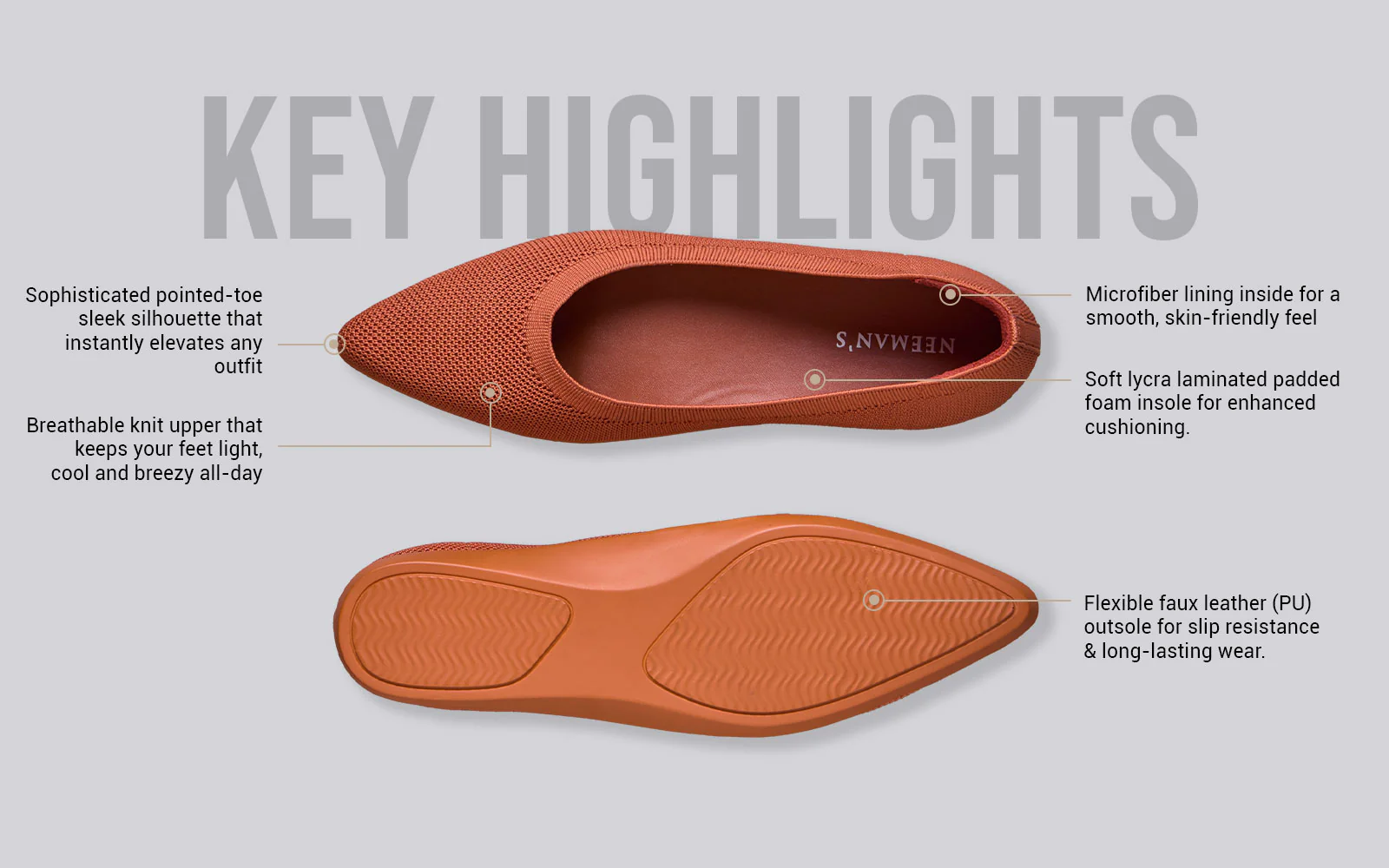 Pointed Ease For Women : Orange - Image 4