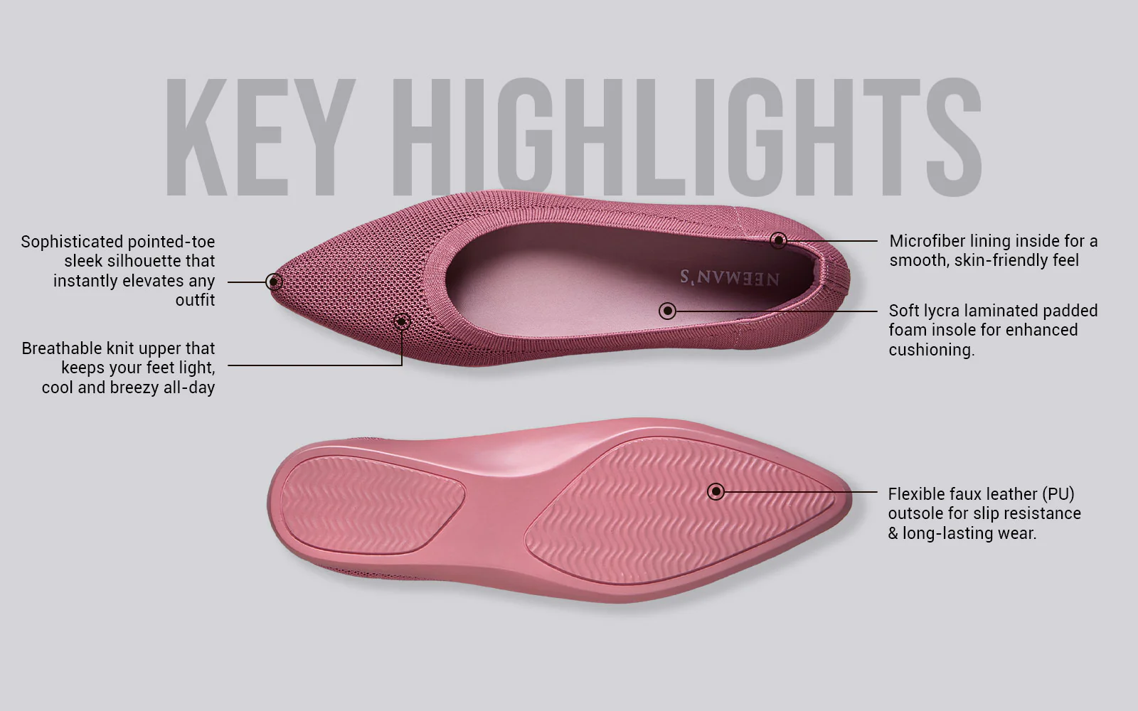Pointed Ease For Women : Rose - Image 4