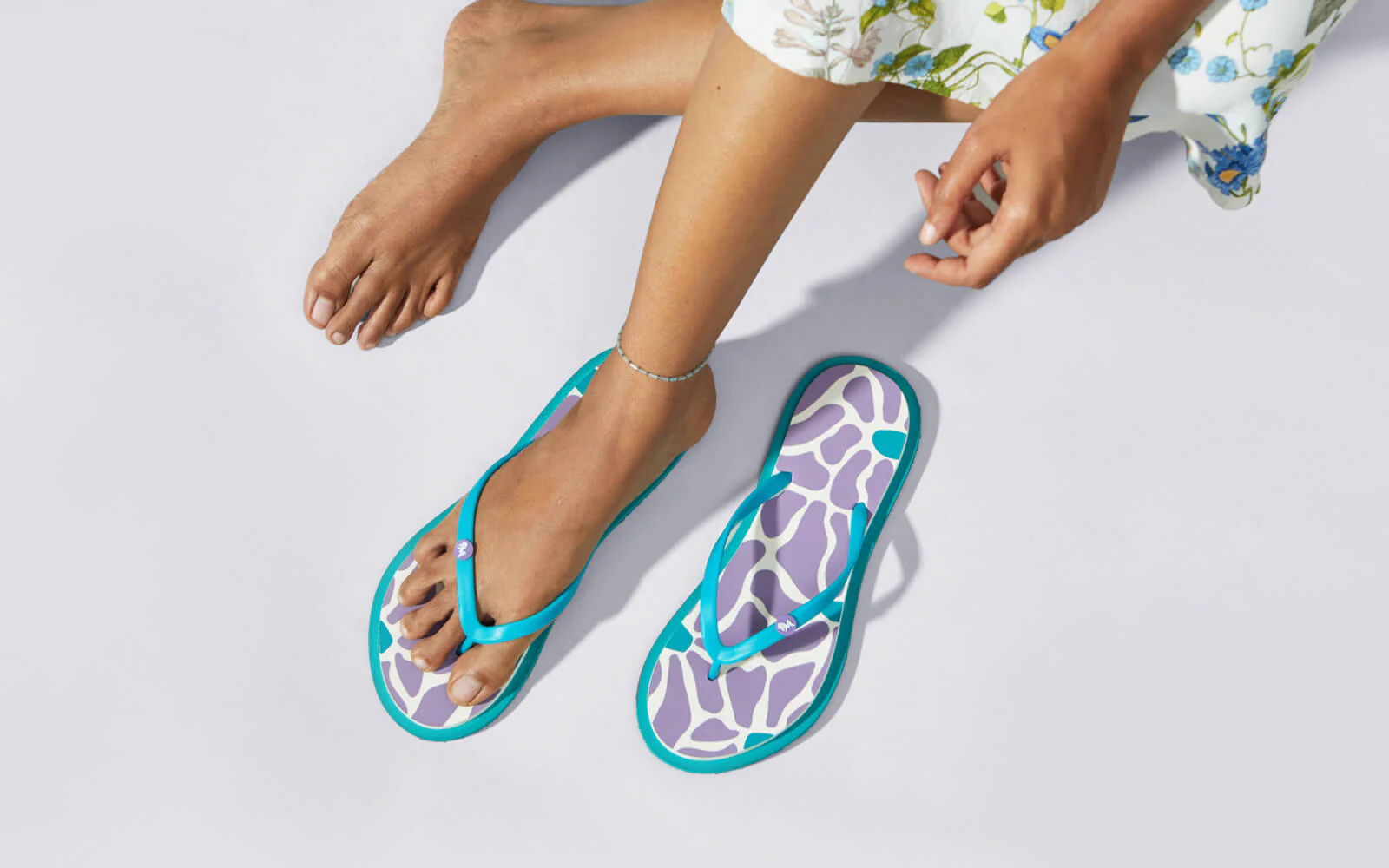 Printed Flip Flops : Lavender - Image 7