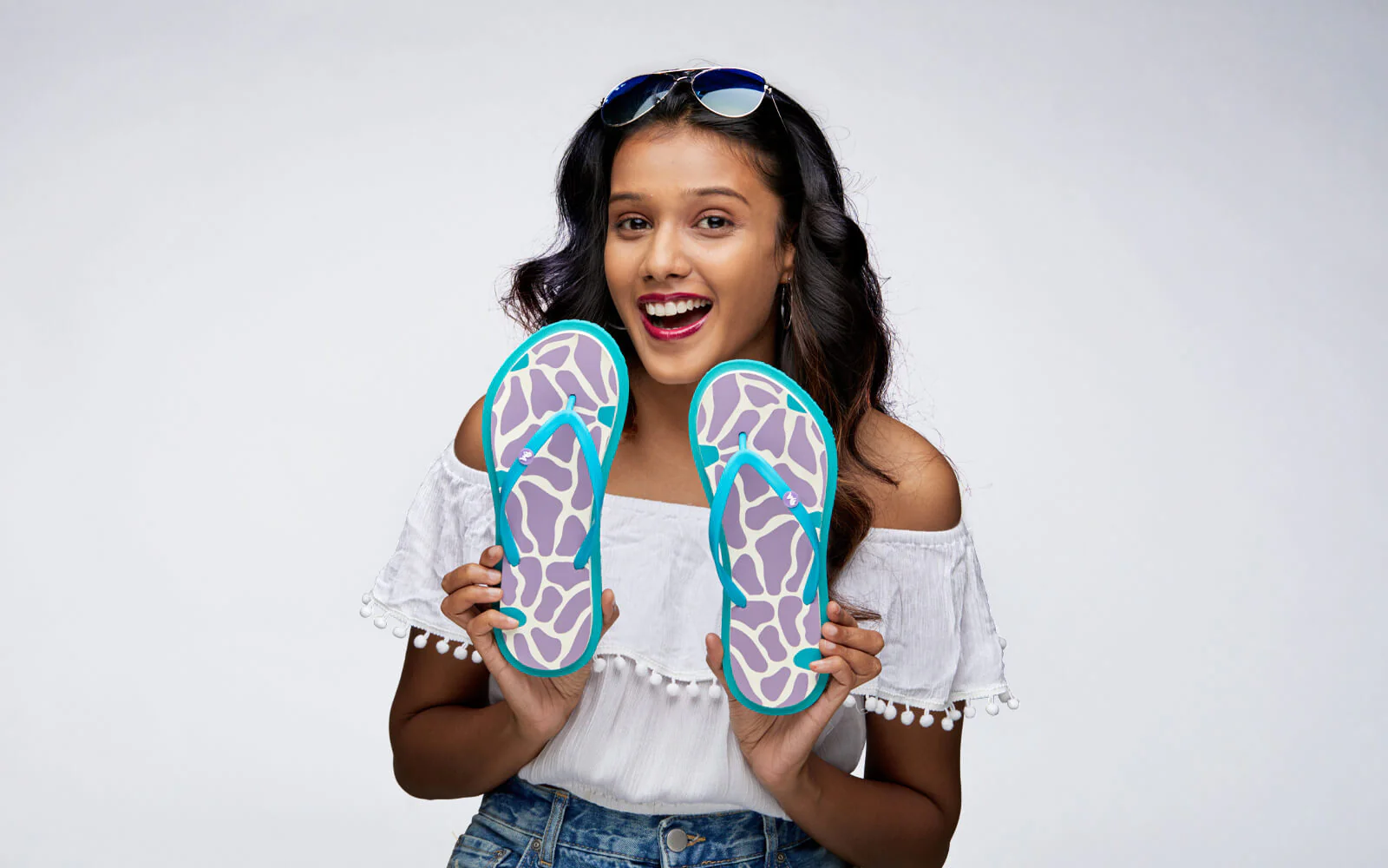 Printed Flip Flops : Lavender - Image 8