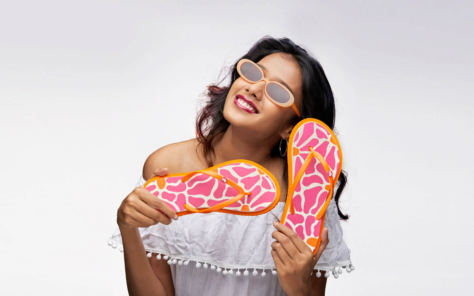 Printed Flip Flops : Pink - Image 8
