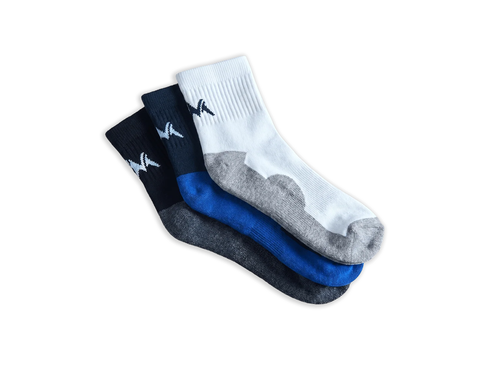 Quarter All Day Socks : Black Blue White (Pack of 3) - Image 7