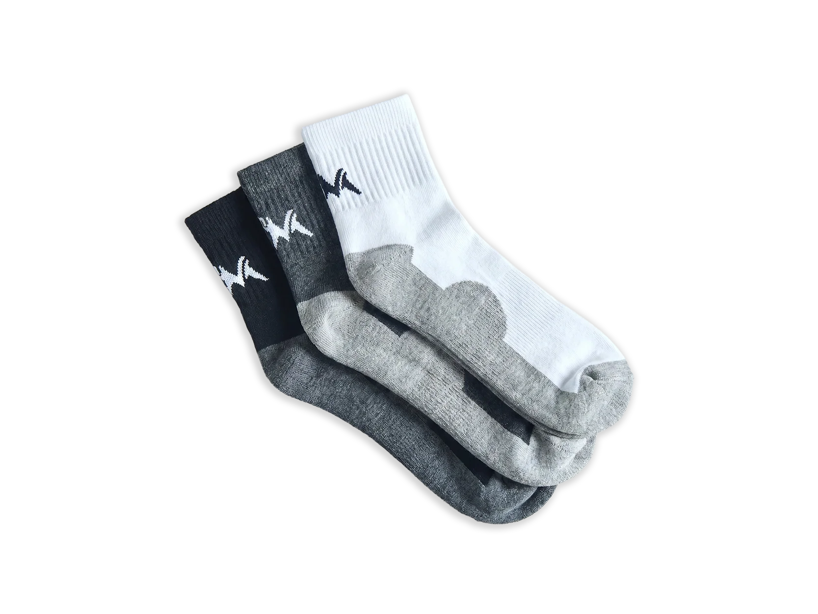 Quarter All Day Socks : Black White Grey (Pack of 3) - Image 7