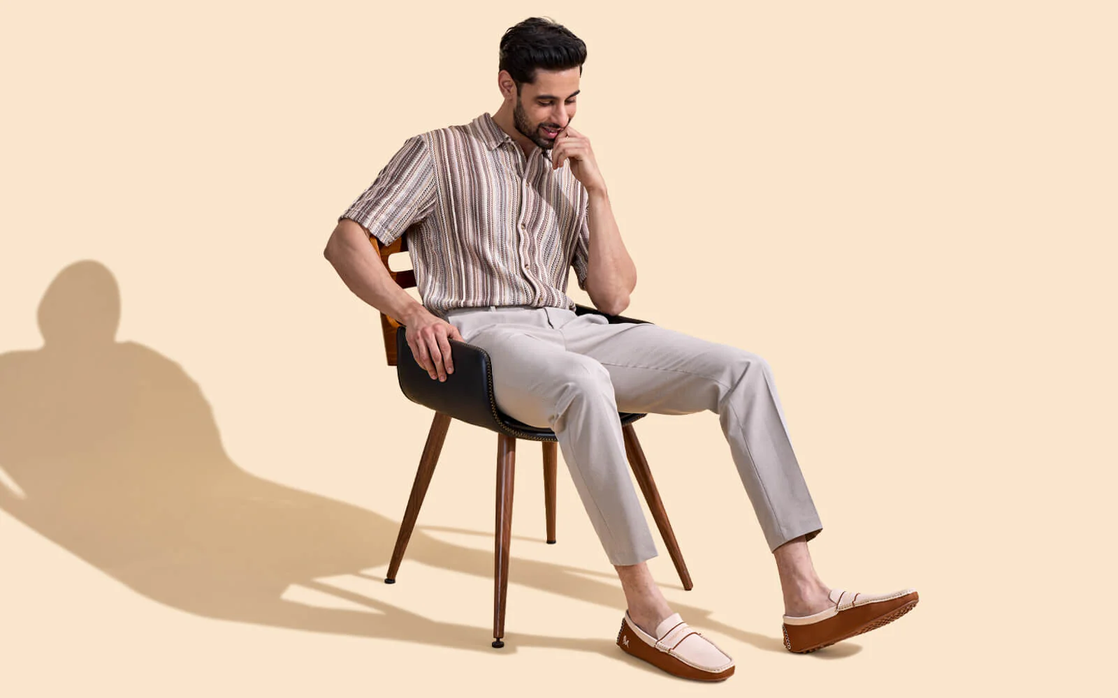 ReLive Knit Color Block Loafers : Beige/Brown - Image 10