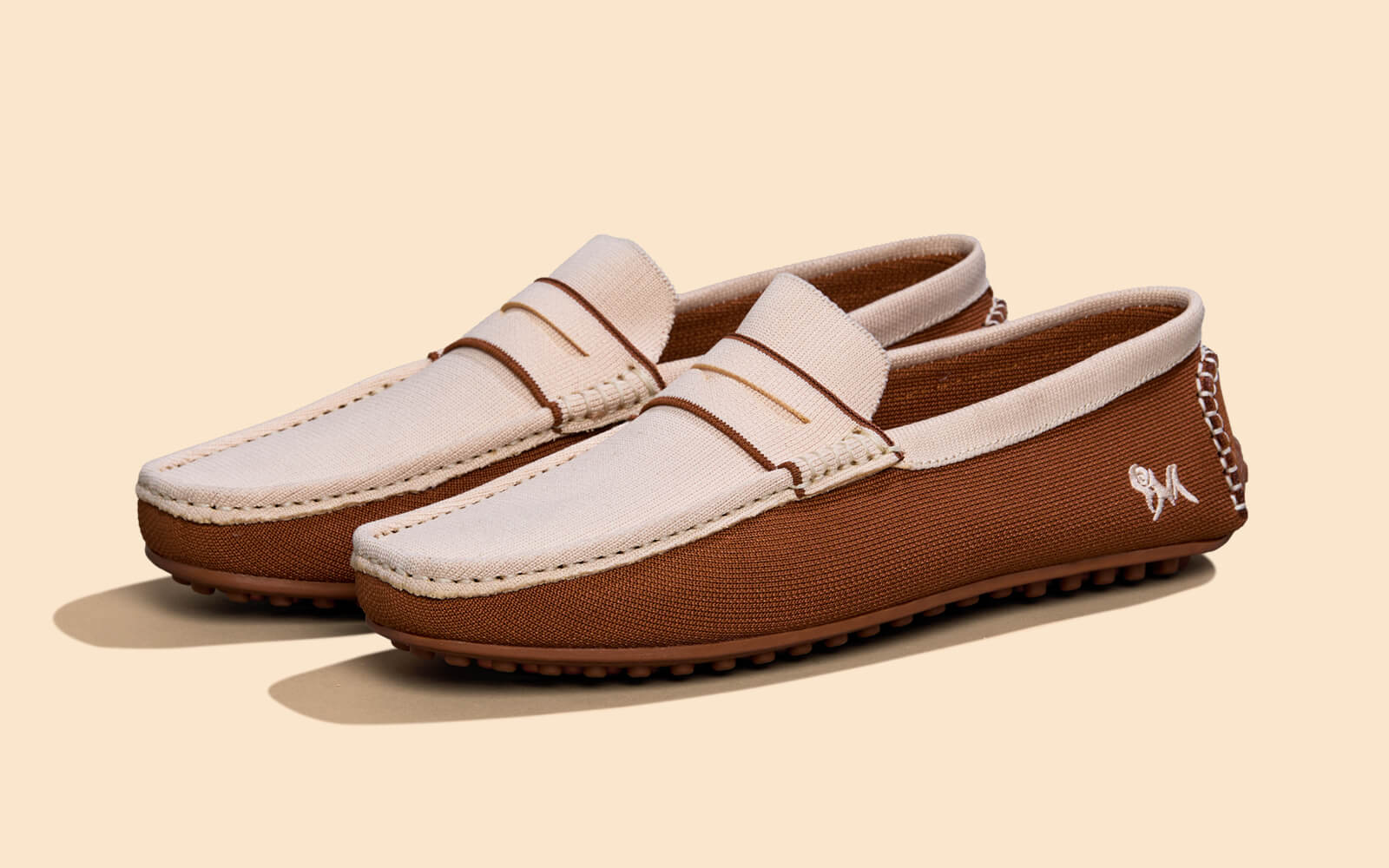ReLive Knit Color Block Loafers : Beige/Brown - Image 3