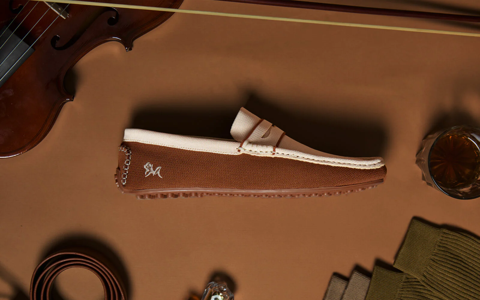 ReLive Knit Color Block Loafers : Beige/Brown - Image 5