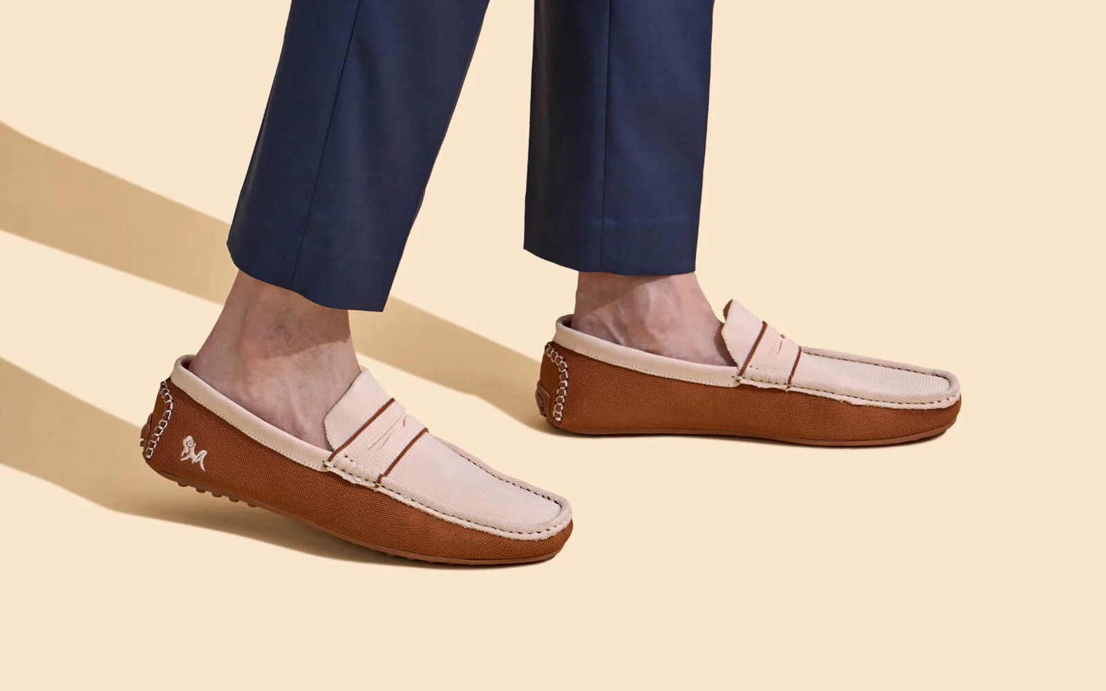 ReLive Knit Color Block Loafers : Beige/Brown - Image 9