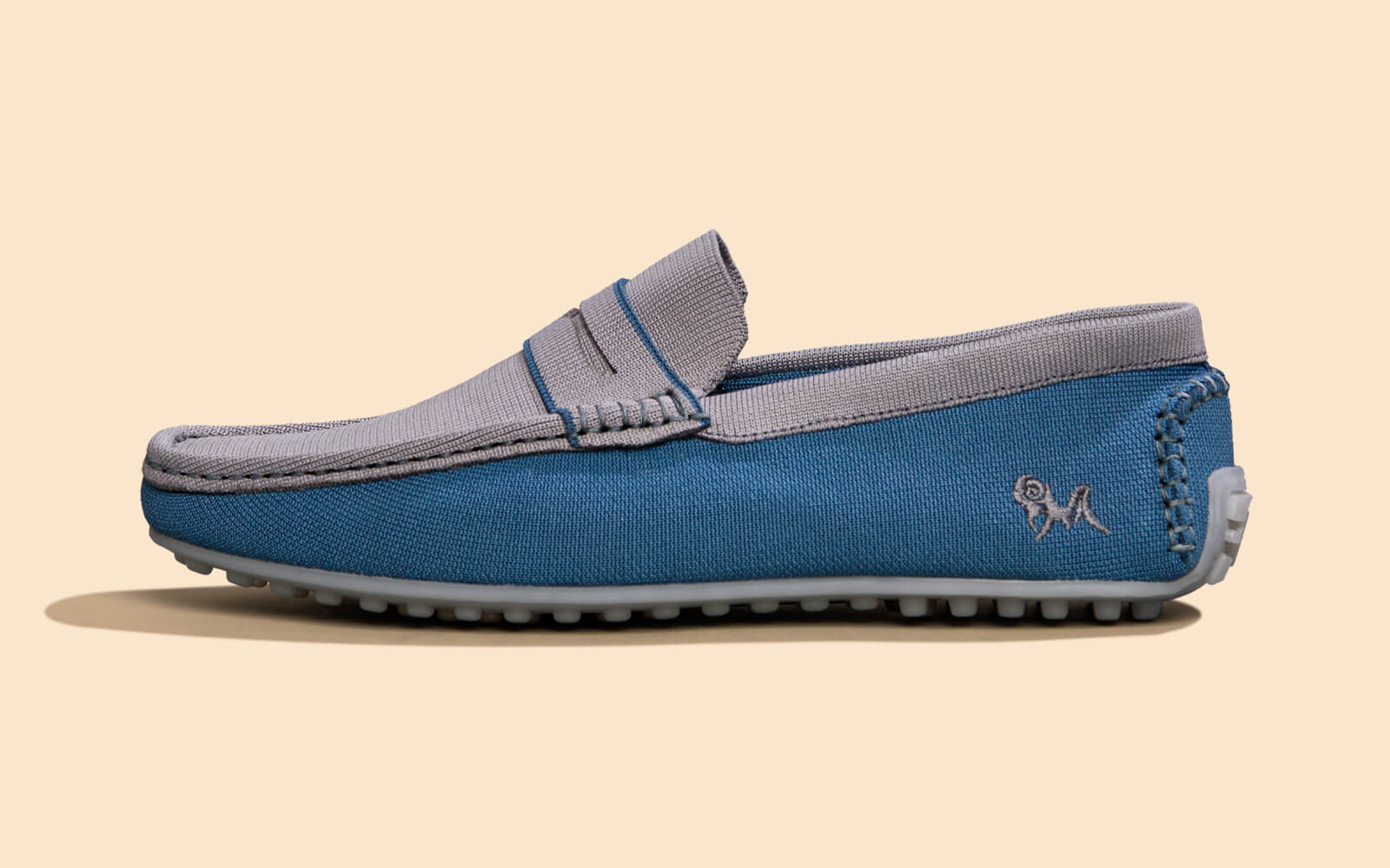 ReLive Knit Color Block Loafers : Blue/Grey