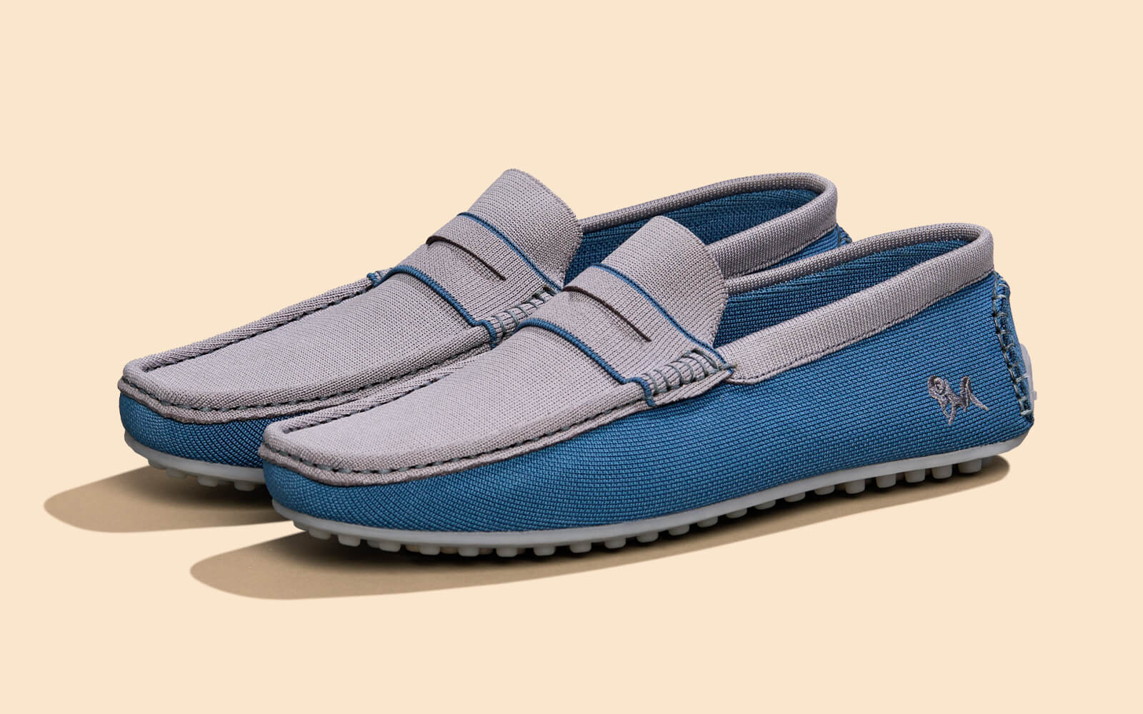 ReLive Knit Color Block Loafers : Blue/Grey - Image 6